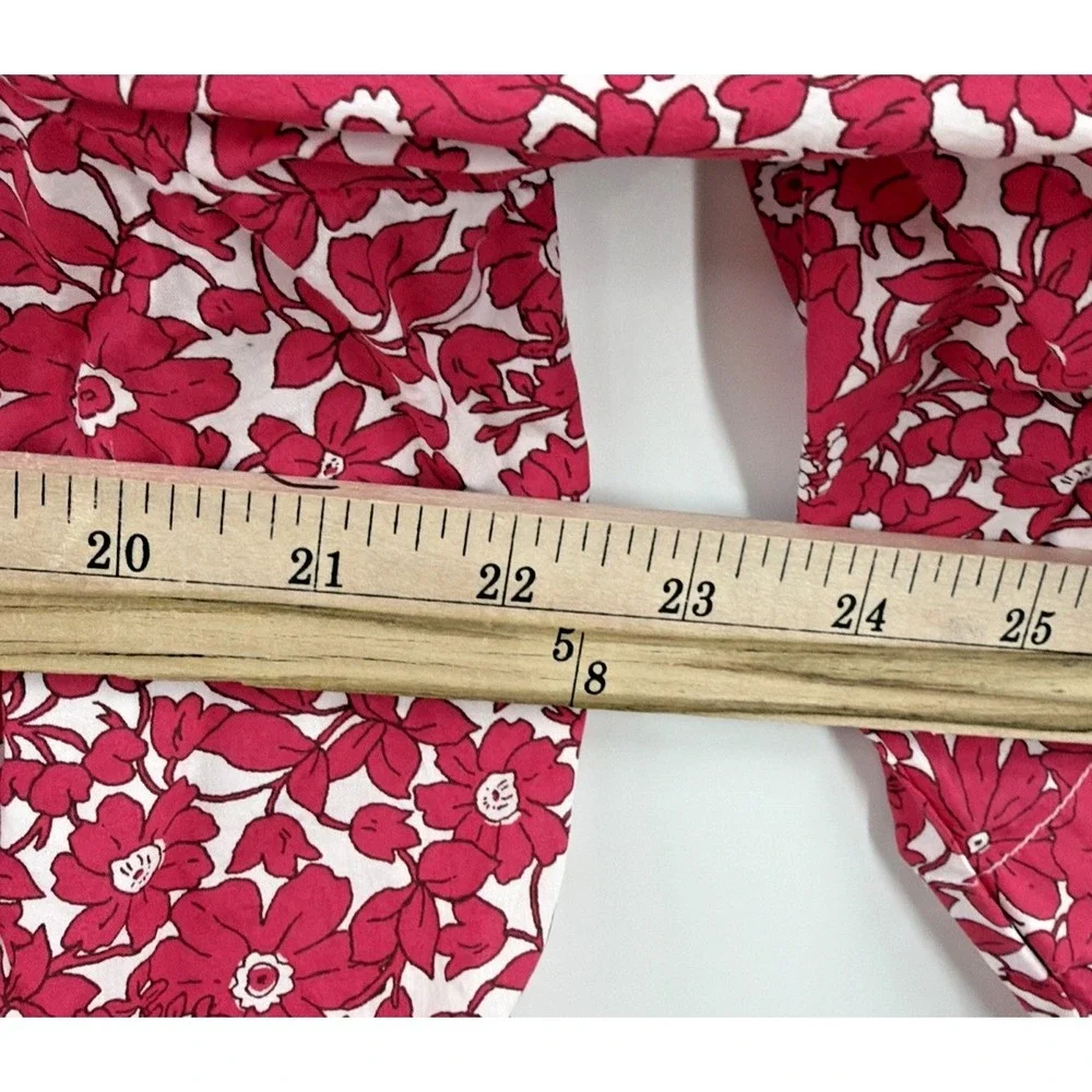 J. Crew Pink Floral Long Sleeve Popover Blouse Top Size Medium Coastal Peasant
